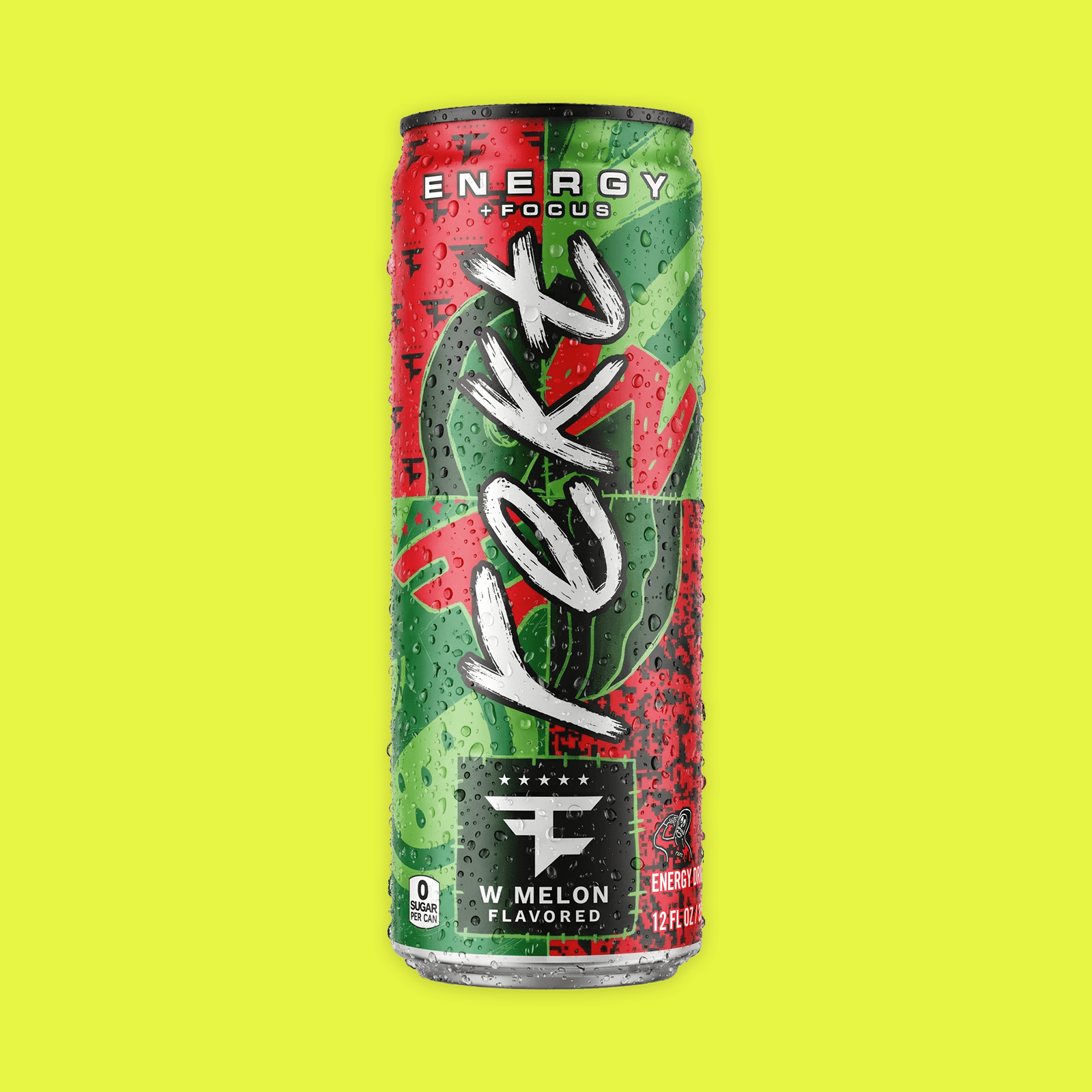 Rekt Energy + Focus Drink W Melon can artwork